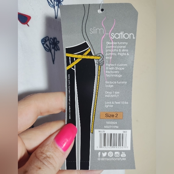 New Multiples Slim Sation Pull On Pants Nautical Patriotic Cherries - Picture 7 of 16